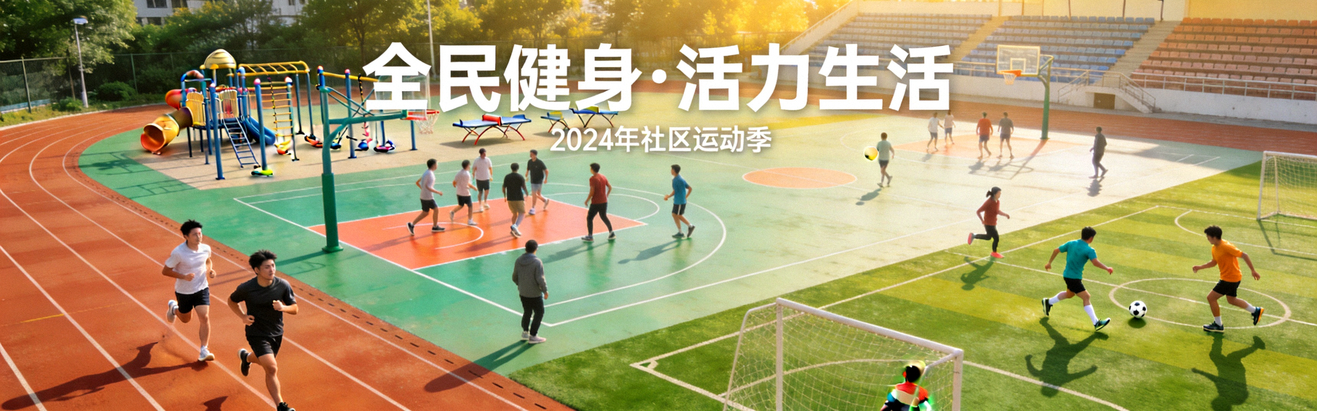 多种体育项目集合场景 - 展现跑步、篮球、足球等全民健身运动