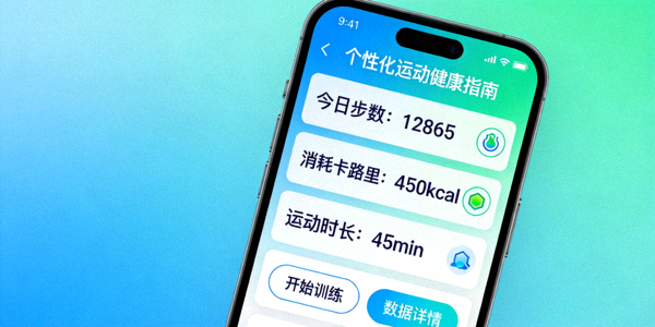 个性化运动健康指南应用界面展示 - 手机屏幕显示健身数据