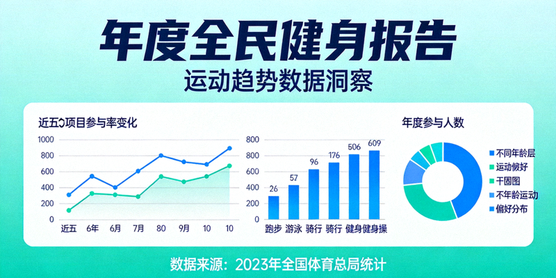 年度全民健身报告封面 - 数据图表展示运动趋势