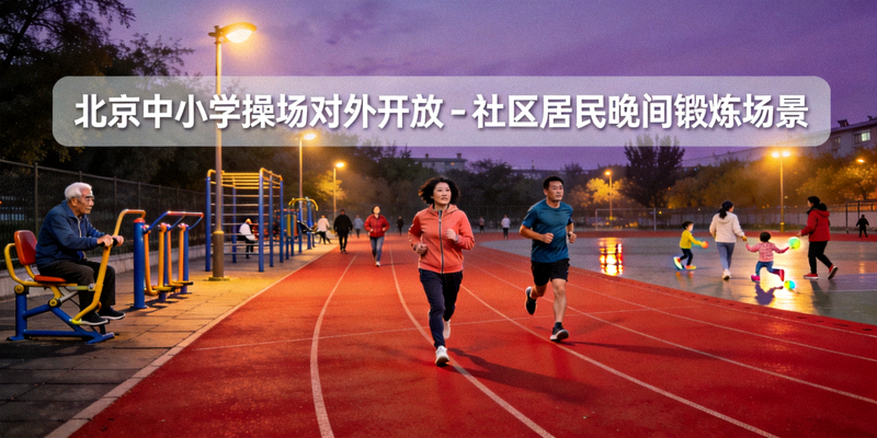 北京中小学操场对外开放 - 社区居民晚间锻炼场景