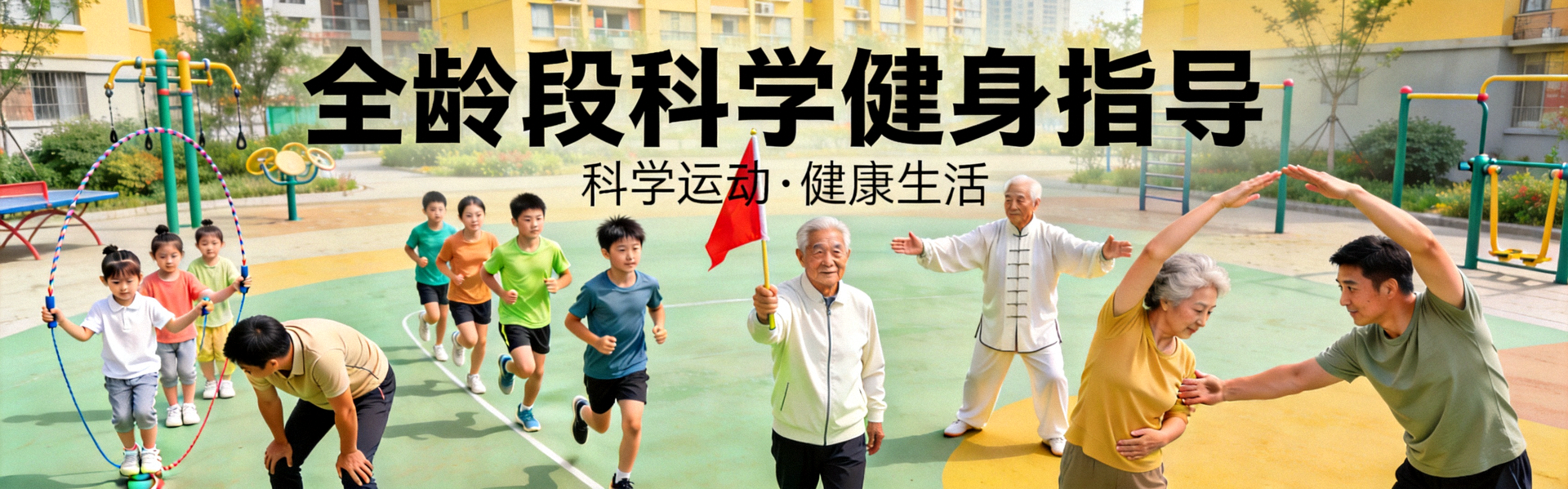 不同年龄段居民在体育指导员带领下进行科学健身活动 - 全龄段健身指导