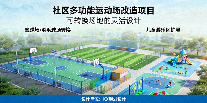 社区多功能运动场改造项目 - 可转换场地的灵活设计