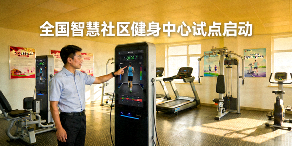 全国智慧社区健身中心试点启动 - 工作人员演示智能健身设备