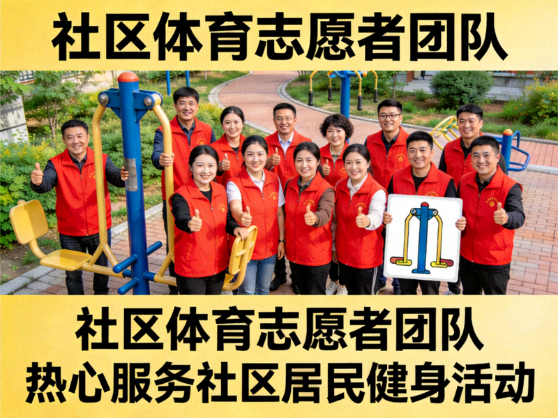 社区体育志愿者团队合影 - 热心服务社区居民健身活动
