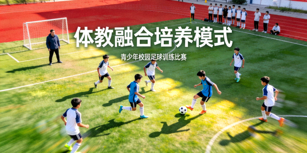 青少年在校园足球场上训练比赛 - 体教融合培养模式