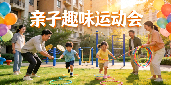 社区组织亲子趣味运动会 - 家长与孩子共同参与运动游戏