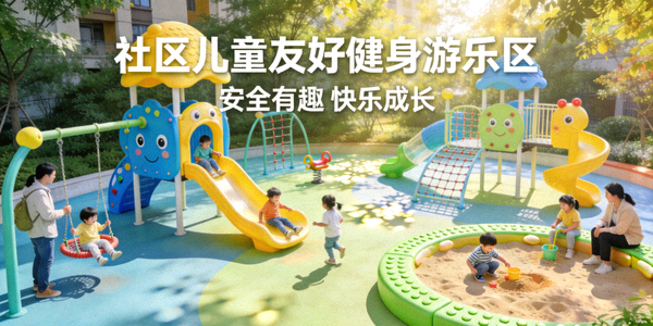 社区儿童友好型健身游乐区 - 安全有趣的儿童健身设施