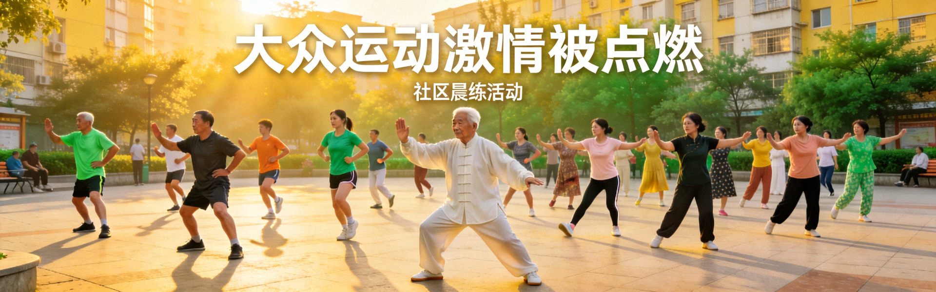 社区居民参与集体晨练活动 - 大众运动激情被点燃