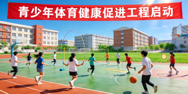 青少年体育健康促进工程启动 - 学生在校园进行体育活动