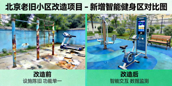 北京老旧小区改造项目 - 新增智能健身区对比图