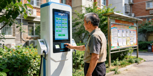 社区体测一体机 - 居民进行自助体质检测