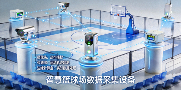 智慧篮球场系统 - 球场周边安装数据采集设备