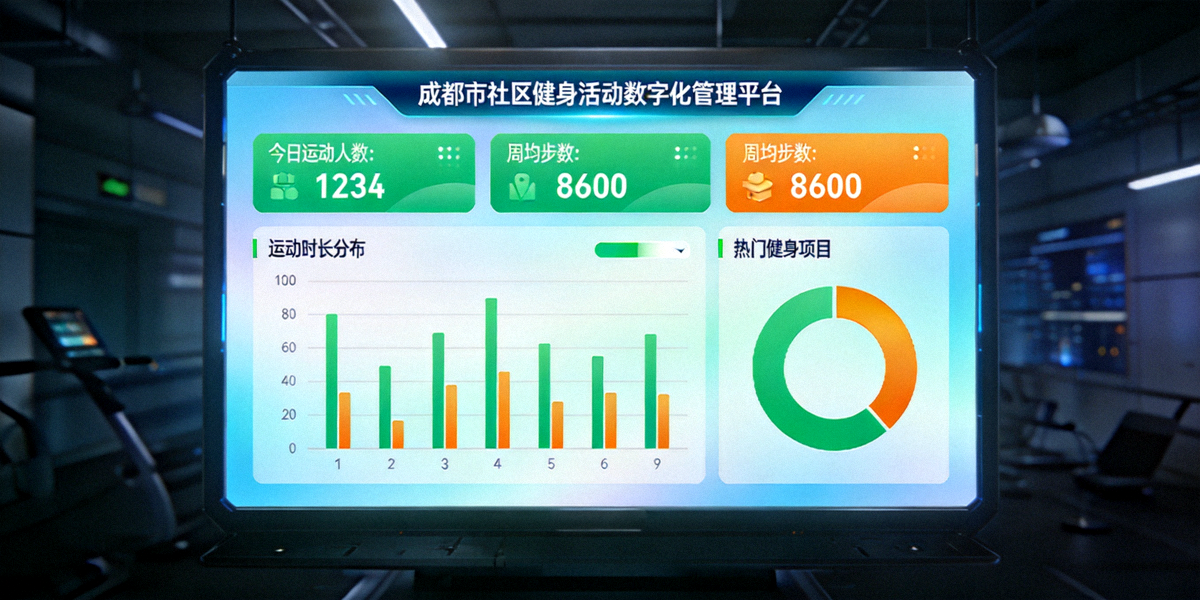 成都市社区健身活动数字化管理平台 - 大屏幕显示居民健身数据