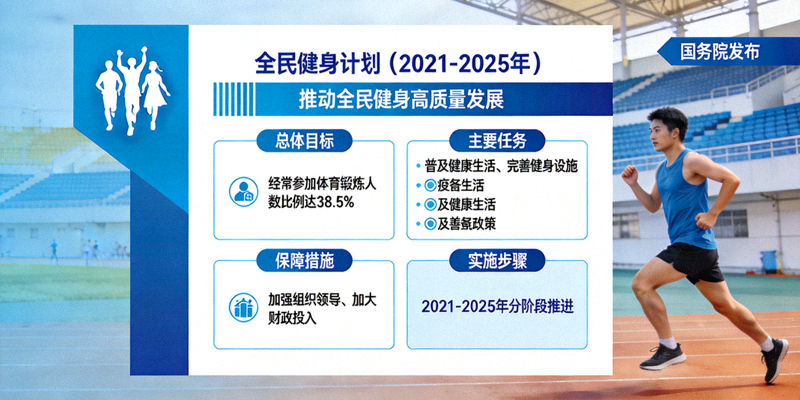 《全民健身计划（2021-2025年）》政策文件封面与主要内容图示