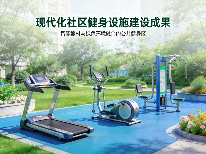 现代化社区健身设施建设成果 - 智能健身器材与绿色环境融合的公共健身区
