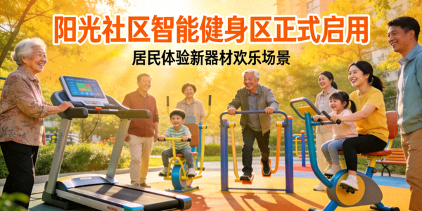 阳光社区智能健身区正式启用仪式 - 居民体验新器材欢乐场景