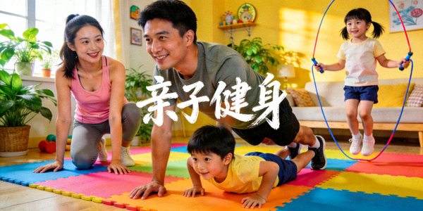 家庭亲子健身活动 - 父母与孩子一起进行趣味体能训练