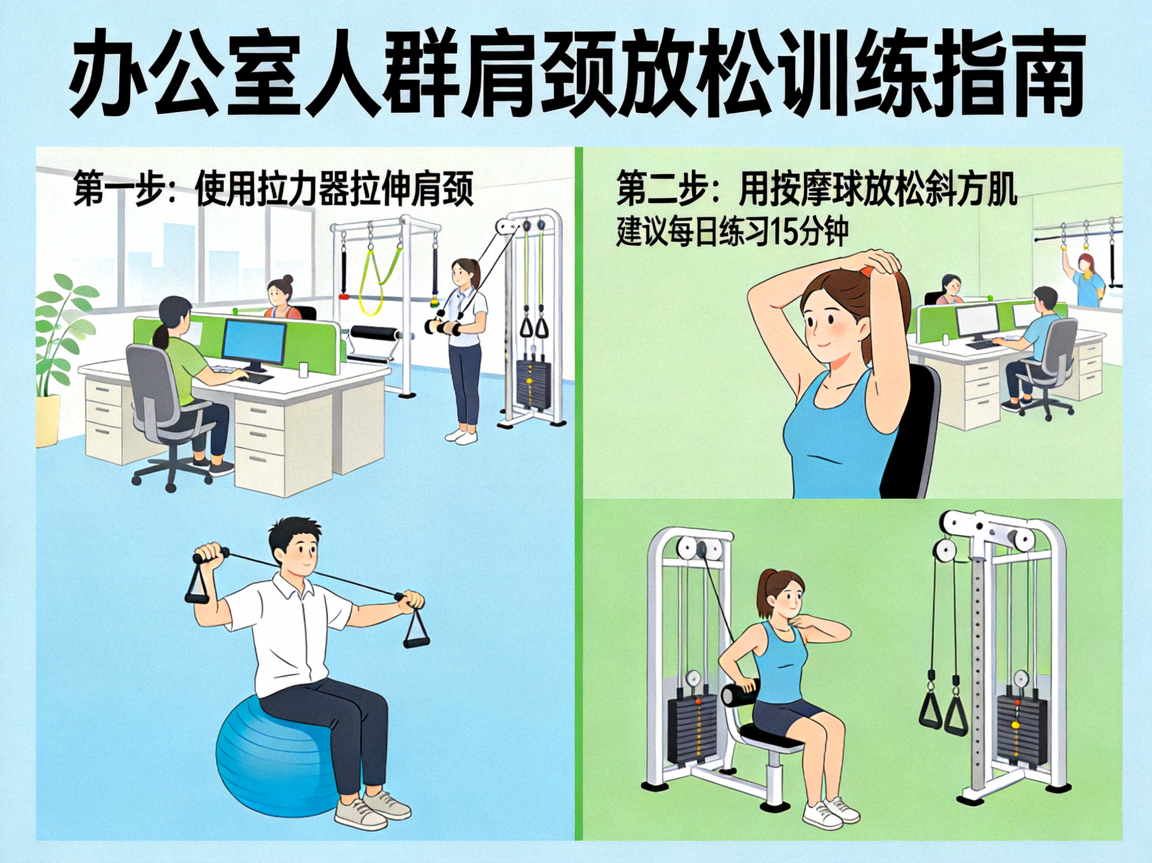 办公室人群健身指导 - 利用社区设施进行肩颈放松训练