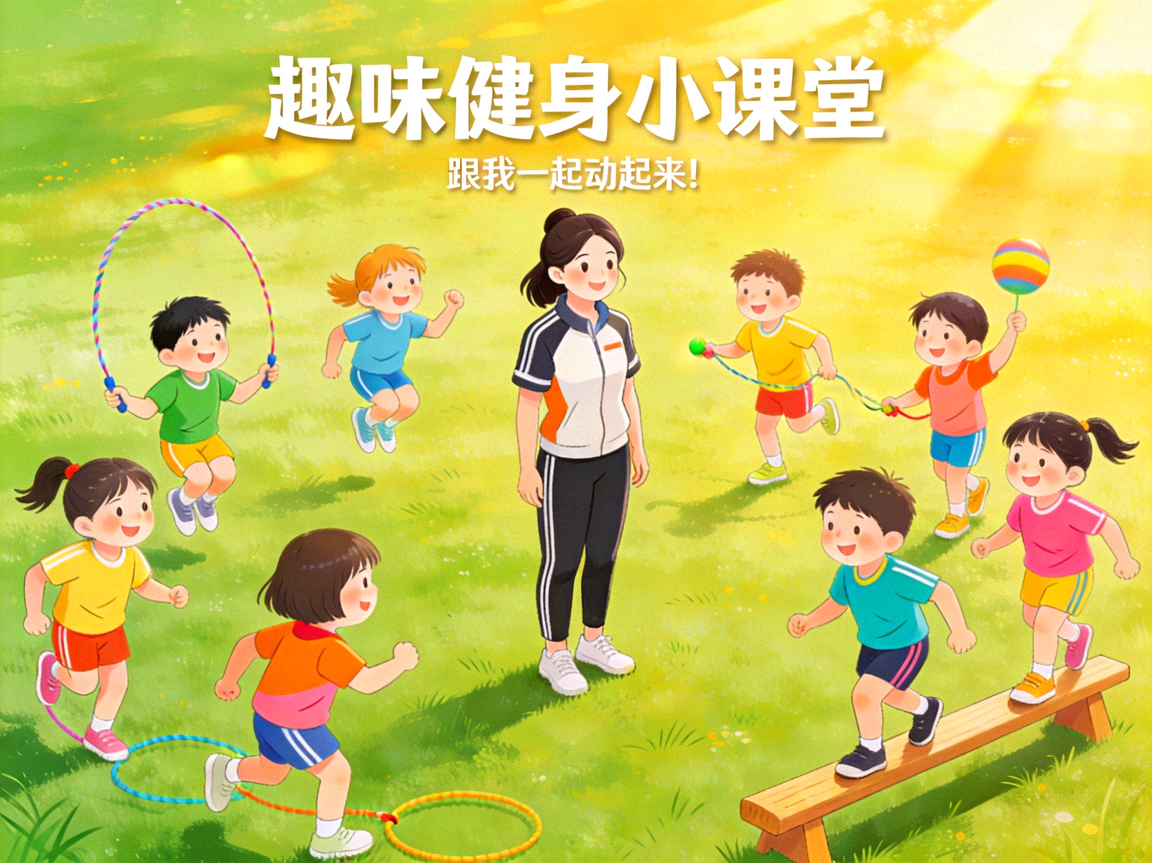 儿童趣味健身活动 - 在指导员带领下进行游戏化锻炼