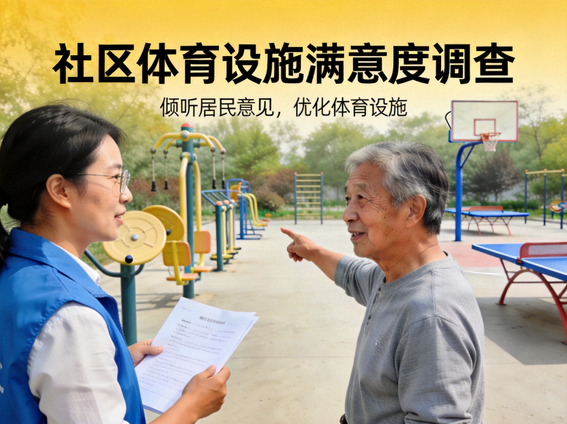 社区体育设施满意度调查 - 工作人员与居民交流听取改进意见