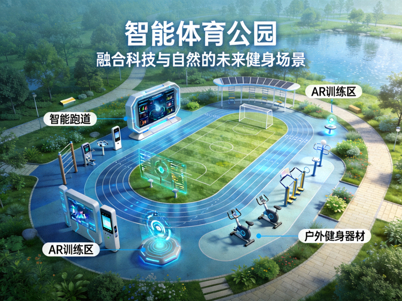 智能体育公园概念图 - 融合科技与自然的未来健身场景