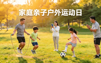 家庭亲子户外运动日 - 父母与孩子一起进行趣味体育活动