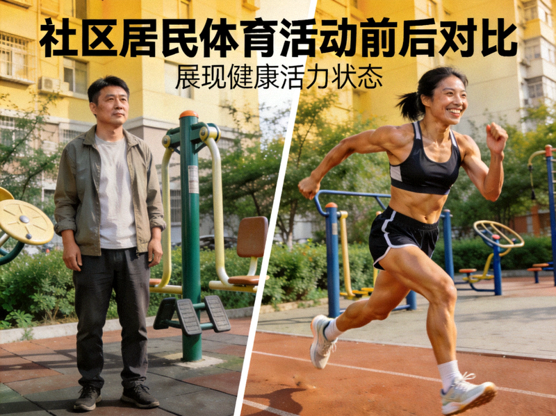 社区居民参加体育活动前后对比 - 展现更加健康活力的状态
