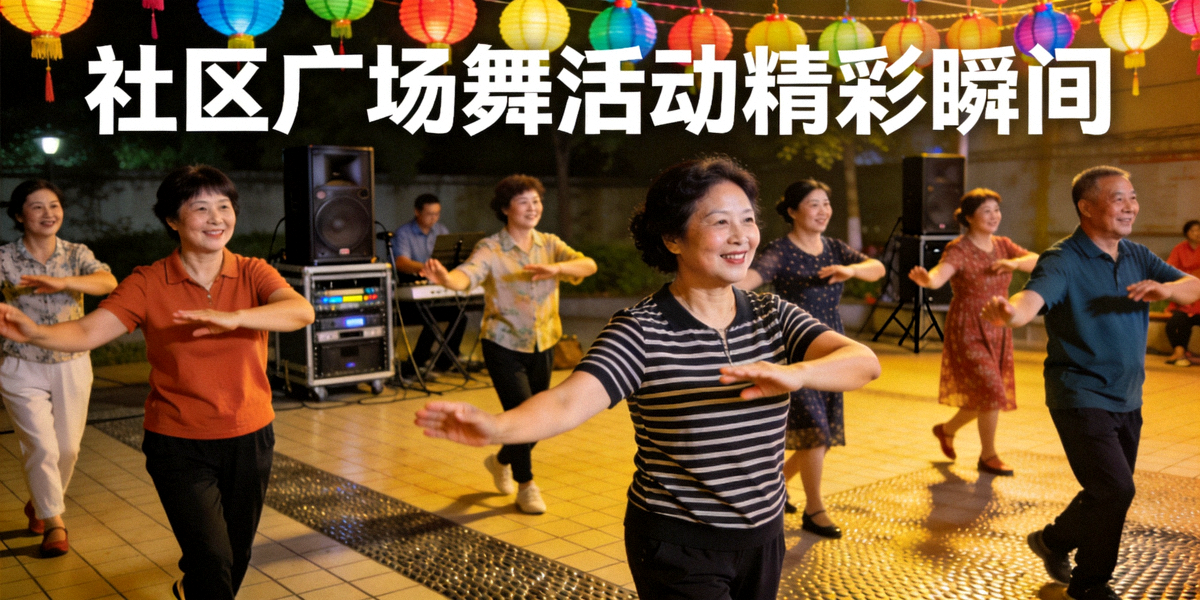 社区广场舞活动精彩瞬间 - 居民们随着音乐快乐舞蹈