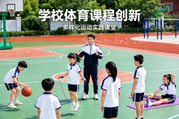 学校体育课程创新 - 学生在老师指导下进行多样化运动