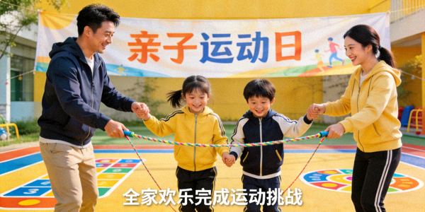 张先生一家参加亲子运动日 - 全家欢乐完成运动挑战