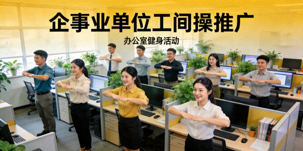 企事业单位工间操推广 - 办公室员工集体进行健身活动