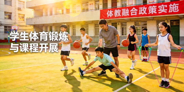 体教融合政策实施 - 学生在学校进行体育锻炼和体育课程