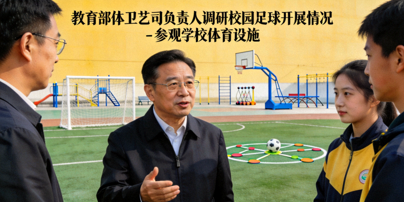 教育部体卫艺司负责人调研校园足球开展情况 - 参观学校体育设施