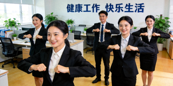 企业员工工间操活动 - 办公室工作人员集体锻炼