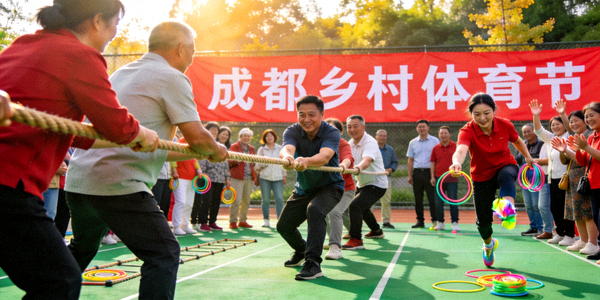 成都乡村体育节活动现场 - 村民参与趣味运动比赛