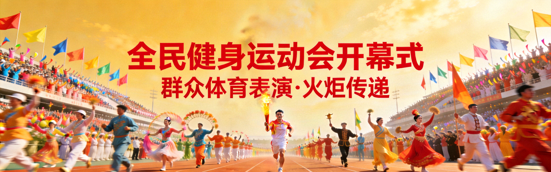全民健身运动会开幕式盛况 - 群众体育表演与火炬传递