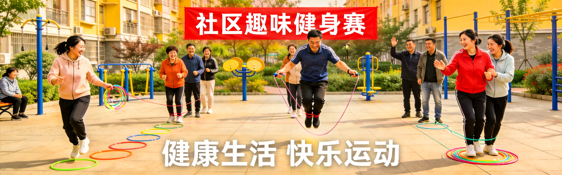 社区健身活动场景 - 居民参与趣味运动比赛