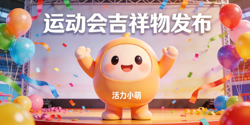 运动会吉祥物发布现场 - 可爱卡通形象展示