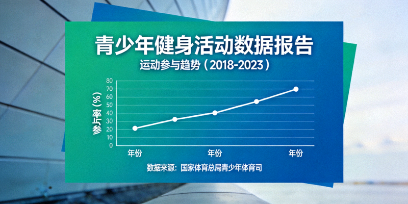 青少年健身活动数据报告封面 - 图表展示运动参与趋势