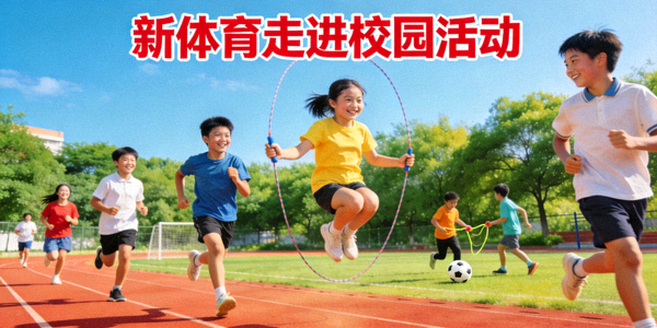 新体育走进校园活动 - 学生们在操场上快乐运动
