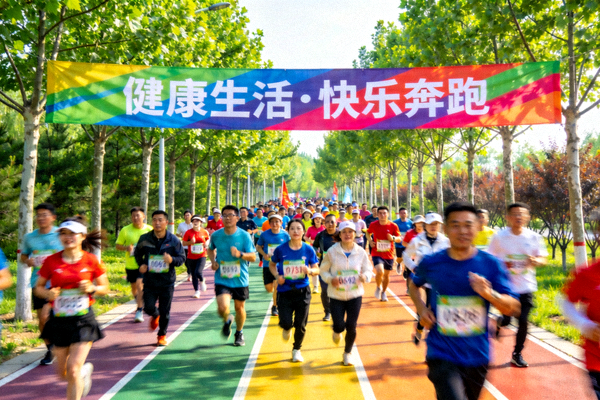 城市绿道上举行的群众健身跑活动现场